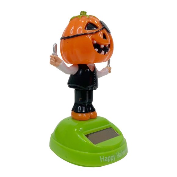 Solar Powered Killer Pumpkin Head Dancer Scary Dancing Bobble Head Halloween - Picture 3 of 9